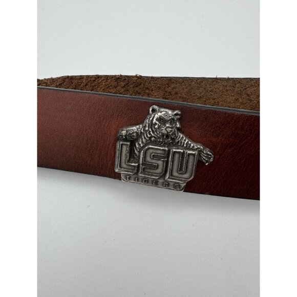 Vintage LSU Tigers Belt Mens 40 Brown Genuine Leather Football Gameday 90s Y2K - Picture 2 of 5